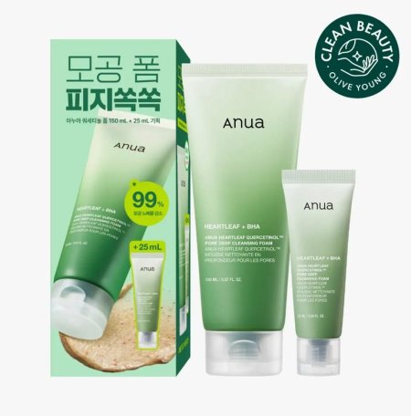 مجموعة غسول أنوا لتنظيف المسام العميق بخلاصة الهارتليف والكيرسيتينول  Anua HEARTLEAF QUERCETINOL PORE DEEP CLEANSING FOAM SET
